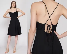 Medium 70s Black Cross Back Sundress