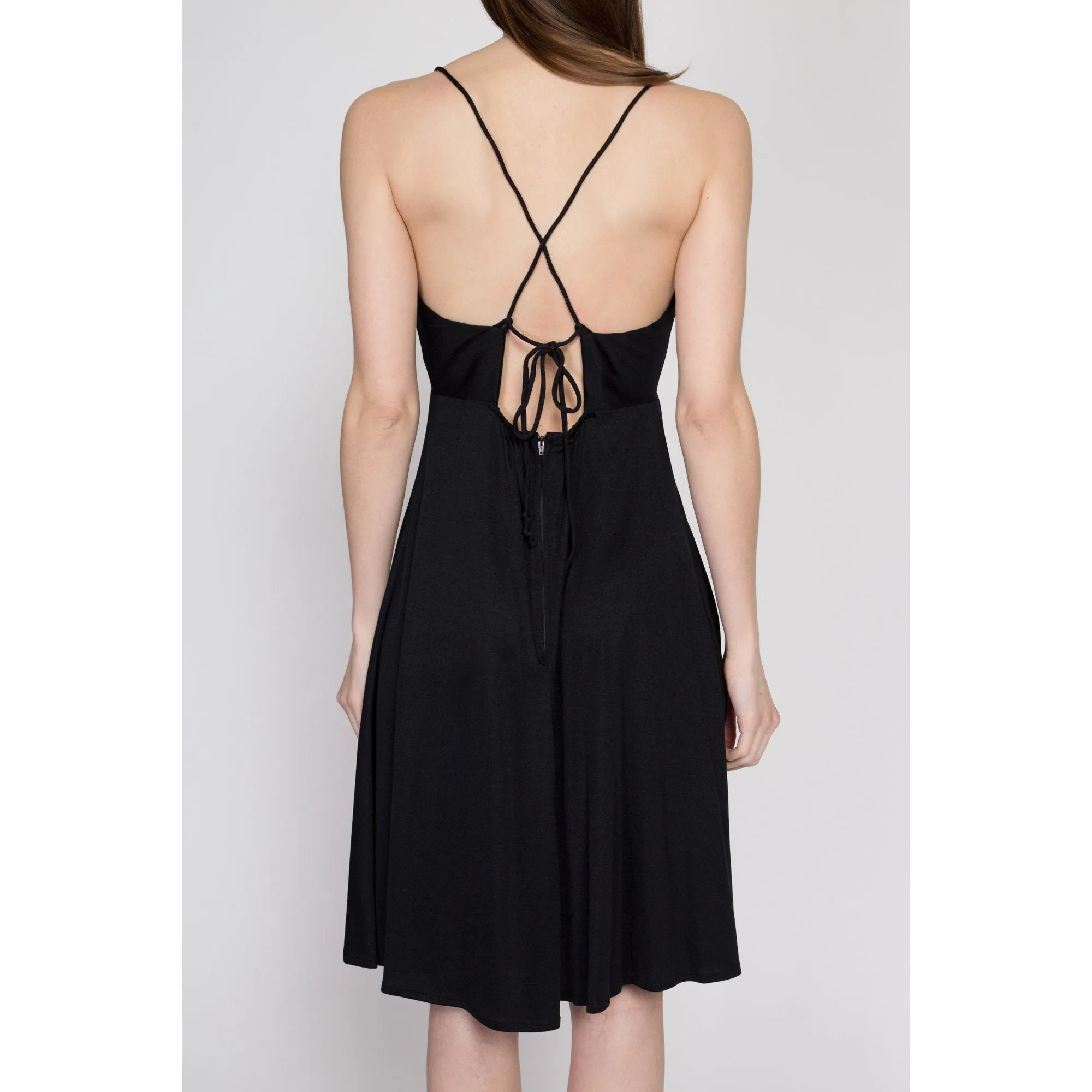 Medium 70s Black Cross Back Sundress