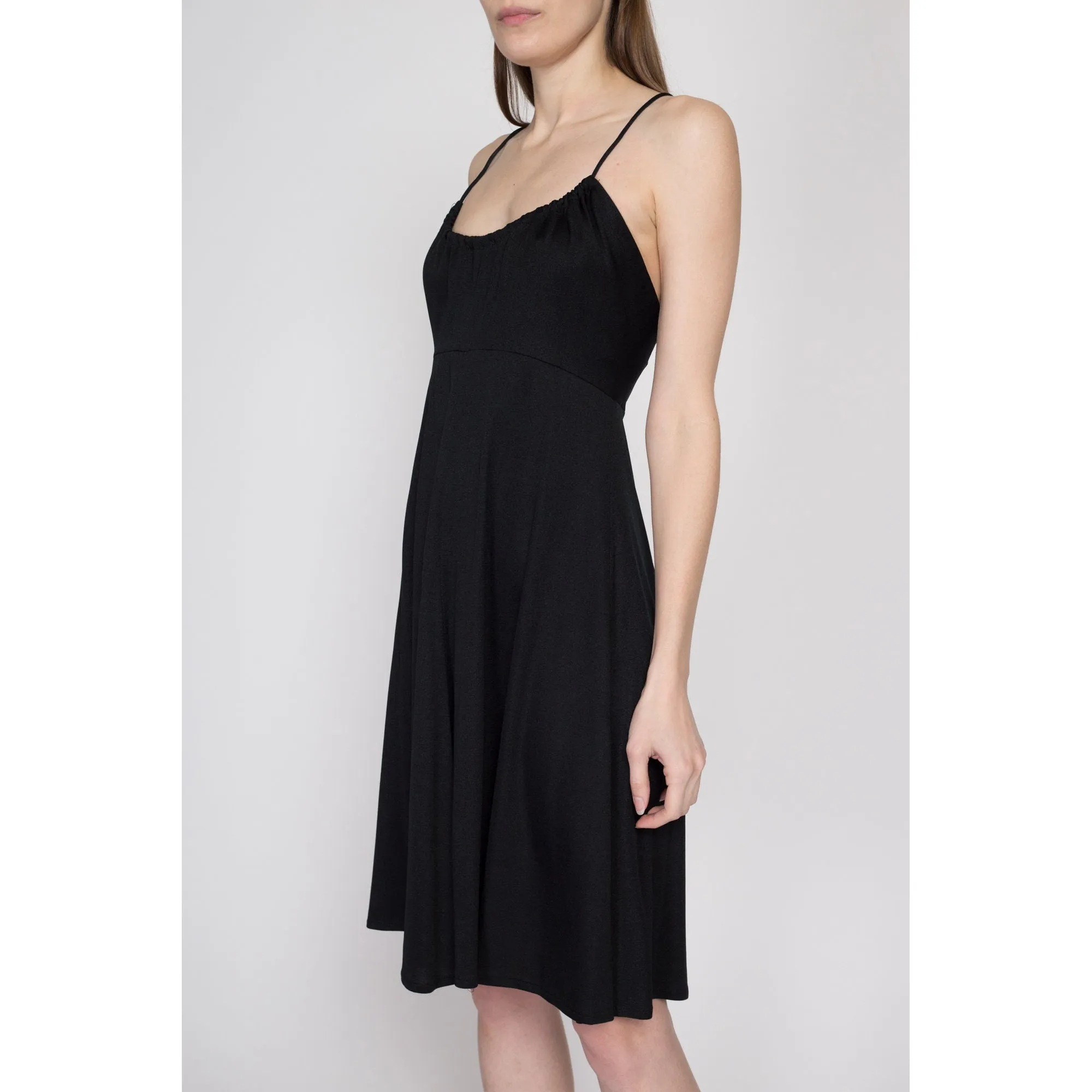 Medium 70s Black Cross Back Sundress