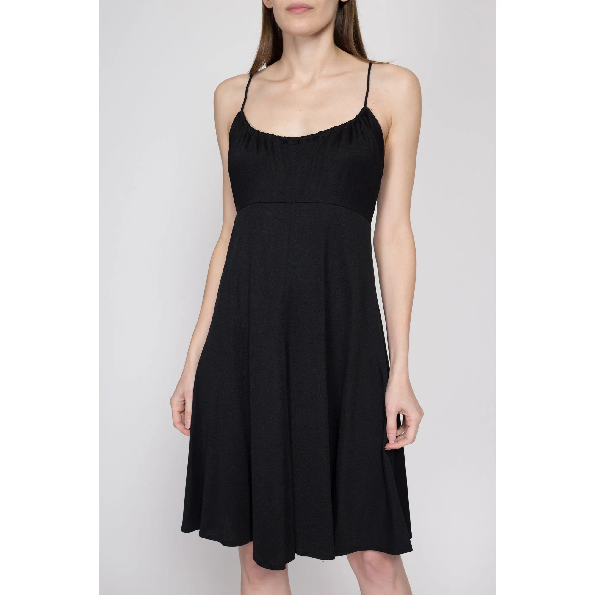 Medium 70s Black Cross Back Sundress