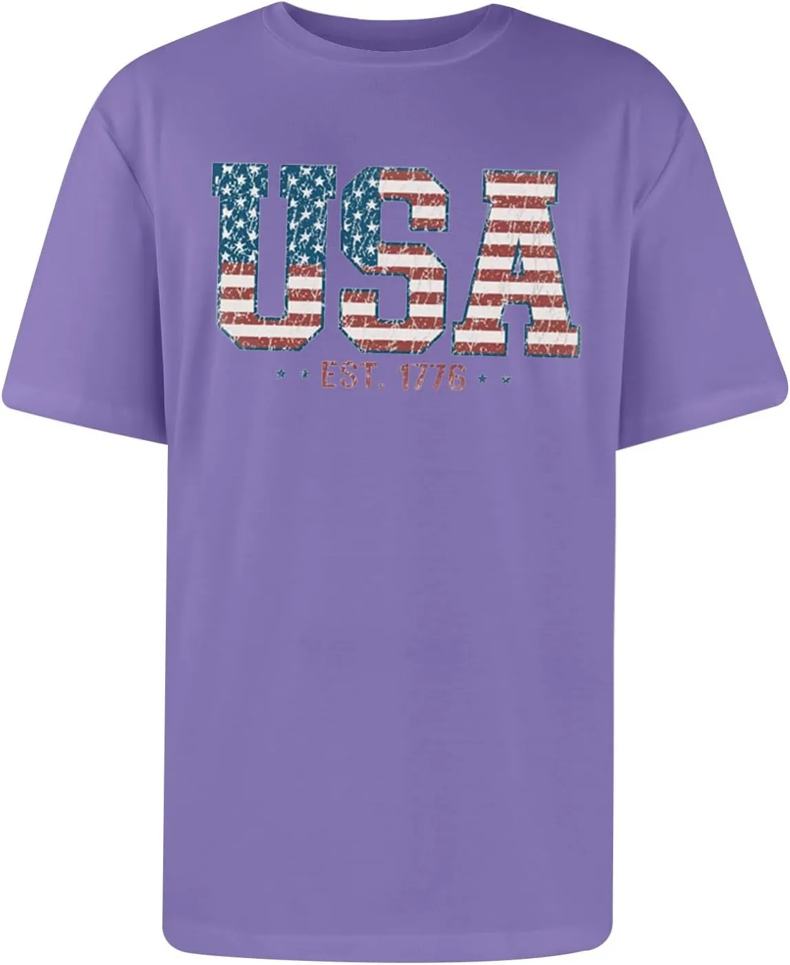 Men's American Flag Shirt Sleeve 1776 USA Graphic Dry Fit Cotton Breathable T-Shirts Independence Day Shirts