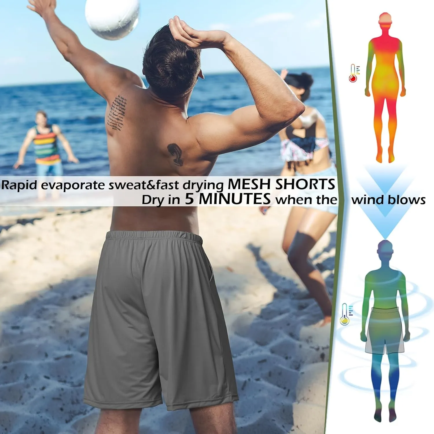 Mens Athletic Running Shorts 2 Pack Quick Dry with Pocket Gym Workout Shorts for Men Swim Trunks Board Pajama