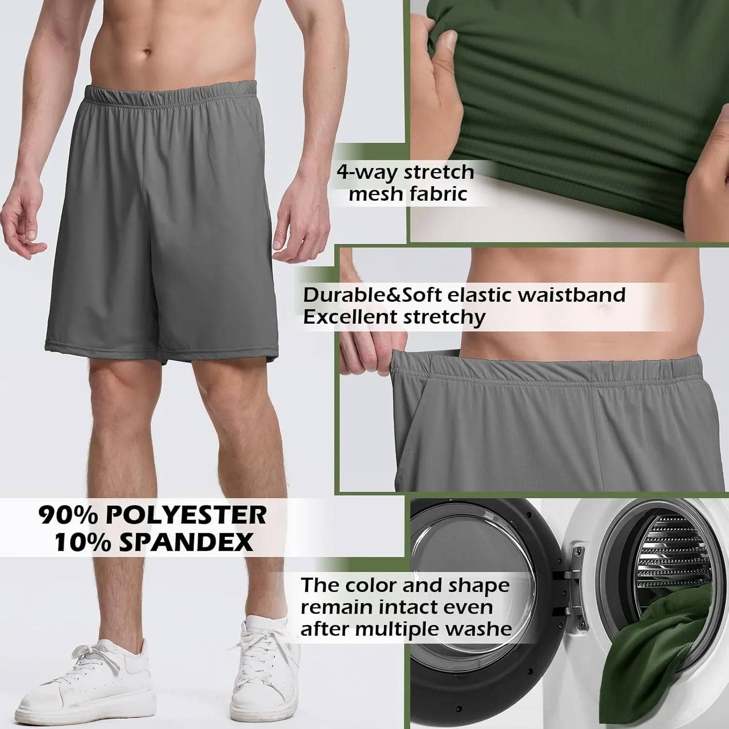 Mens Athletic Running Shorts 2 Pack Quick Dry with Pocket Gym Workout Shorts for Men Swim Trunks Board Pajama