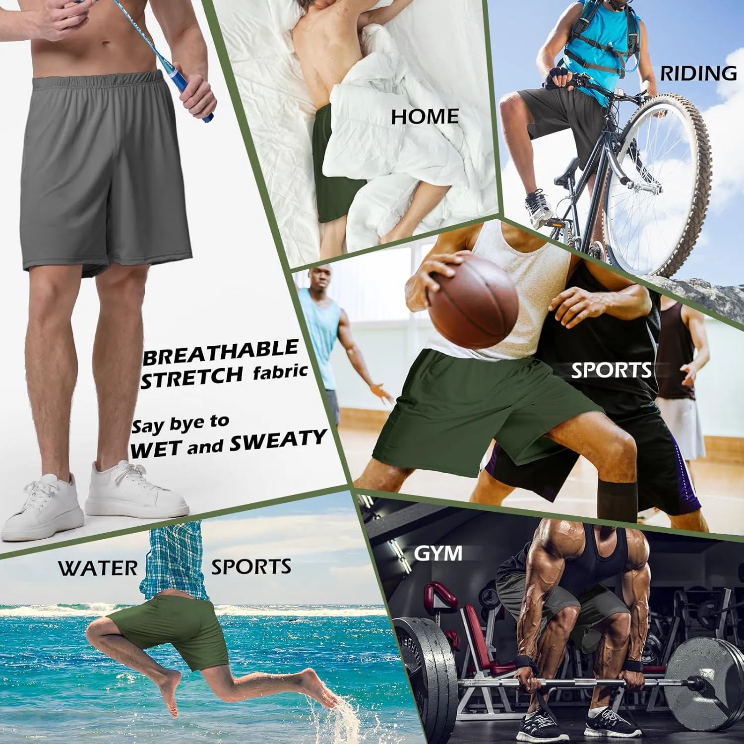 Mens Athletic Running Shorts 2 Pack Quick Dry with Pocket Gym Workout Shorts for Men Swim Trunks Board Pajama