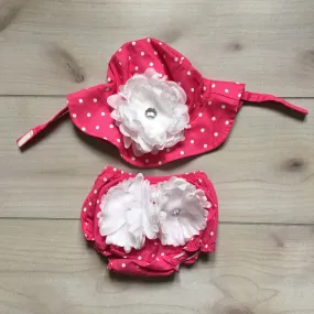 NEW TOBY NYC Pink Polka Sun Hat & Bloomer