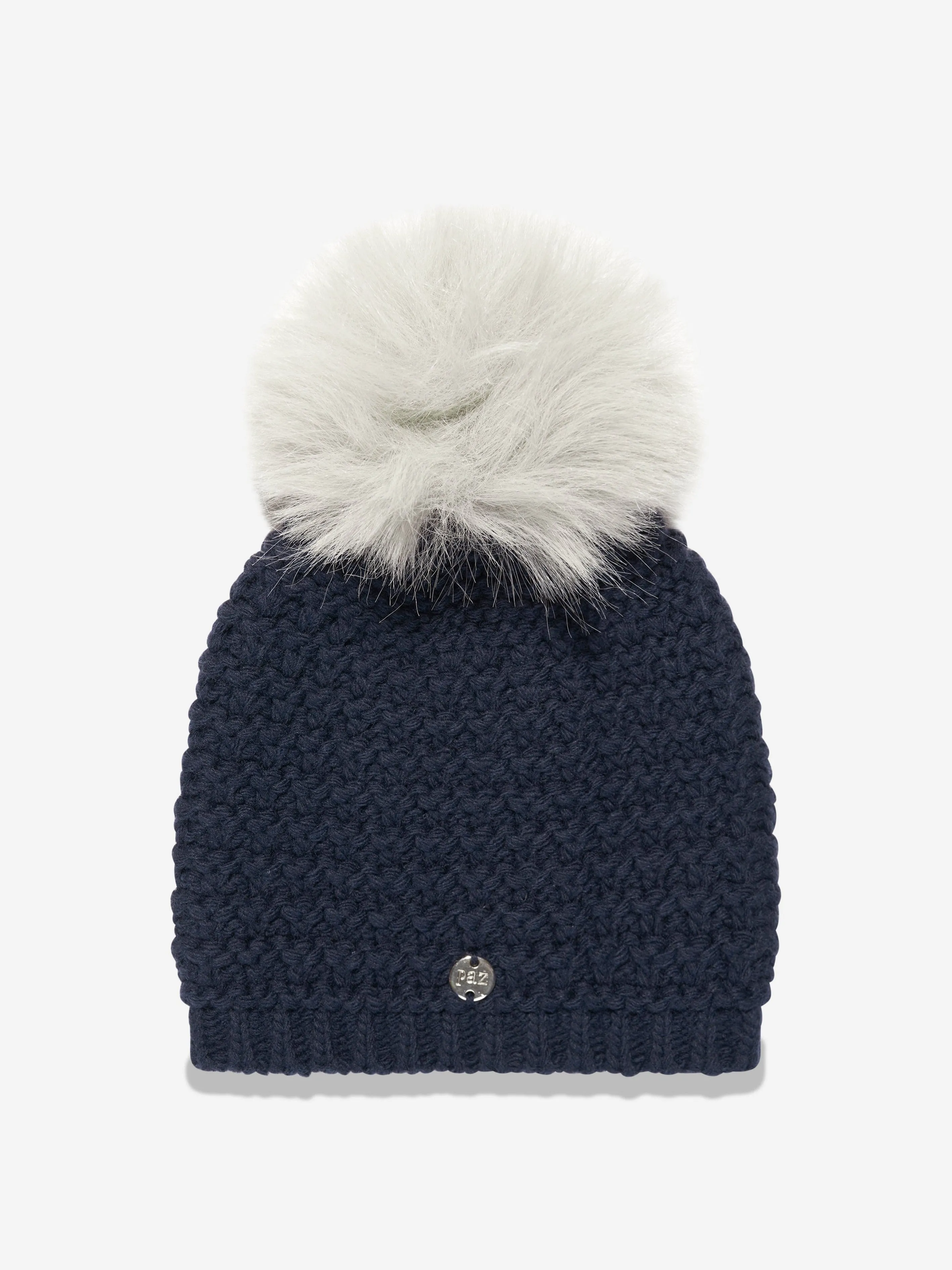 Paz Rodriguez Kids Knitted Pom Pom Hat in Navy