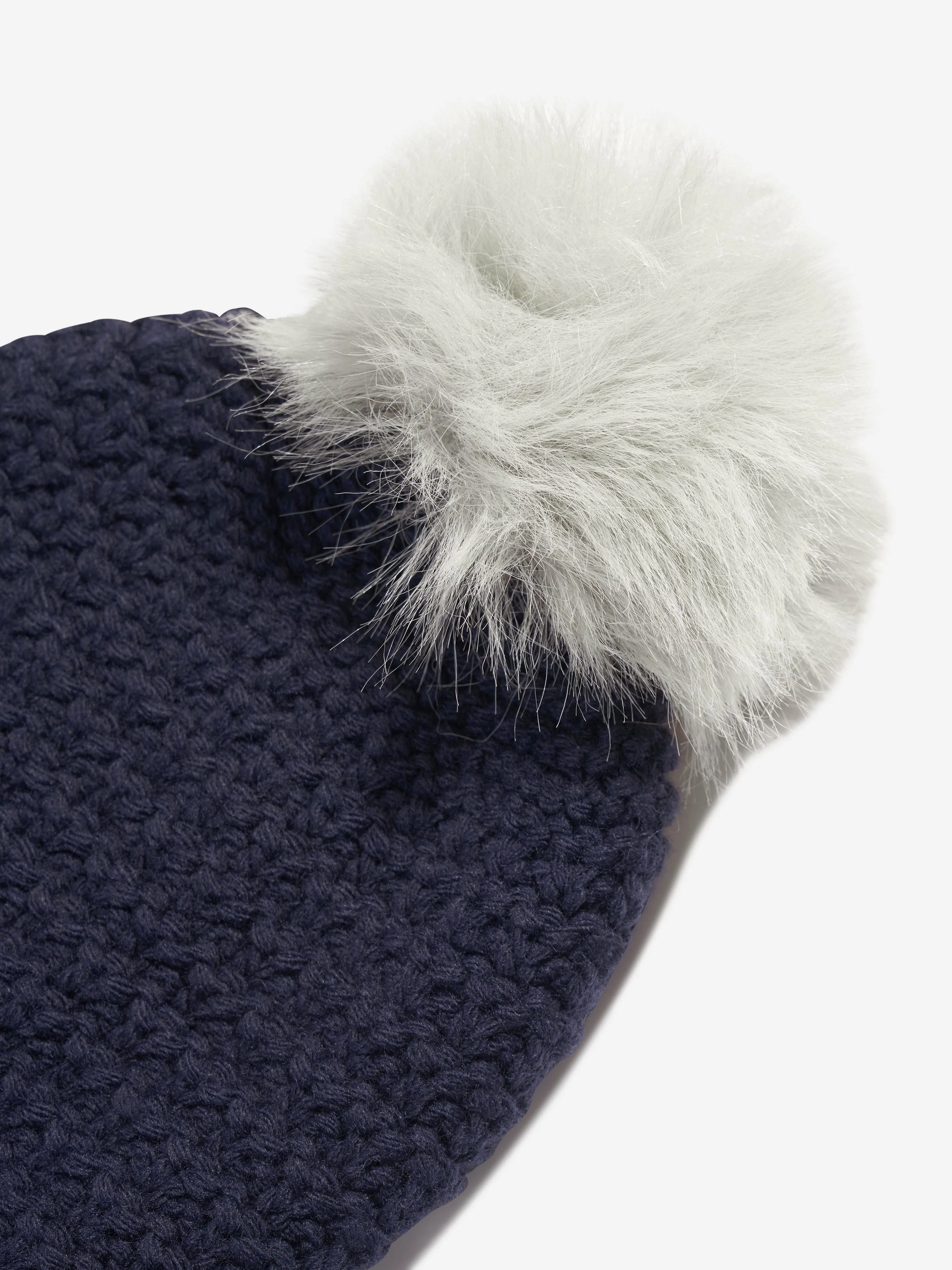 Paz Rodriguez Kids Knitted Pom Pom Hat in Navy