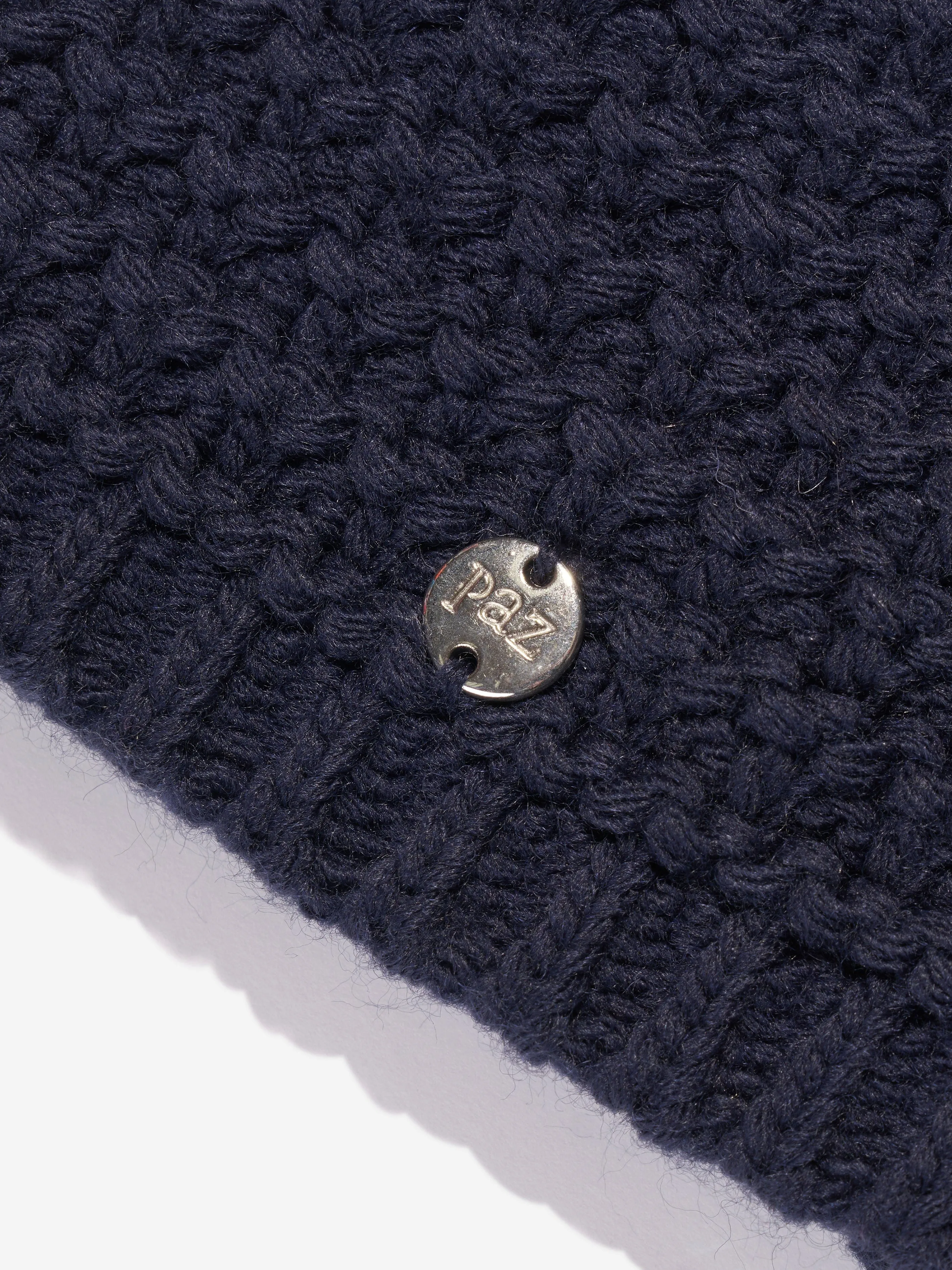 Paz Rodriguez Kids Knitted Pom Pom Hat in Navy