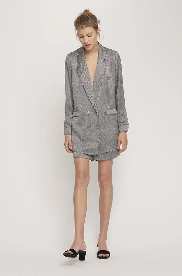 Relaxed Silk Blazer- Houndstooth