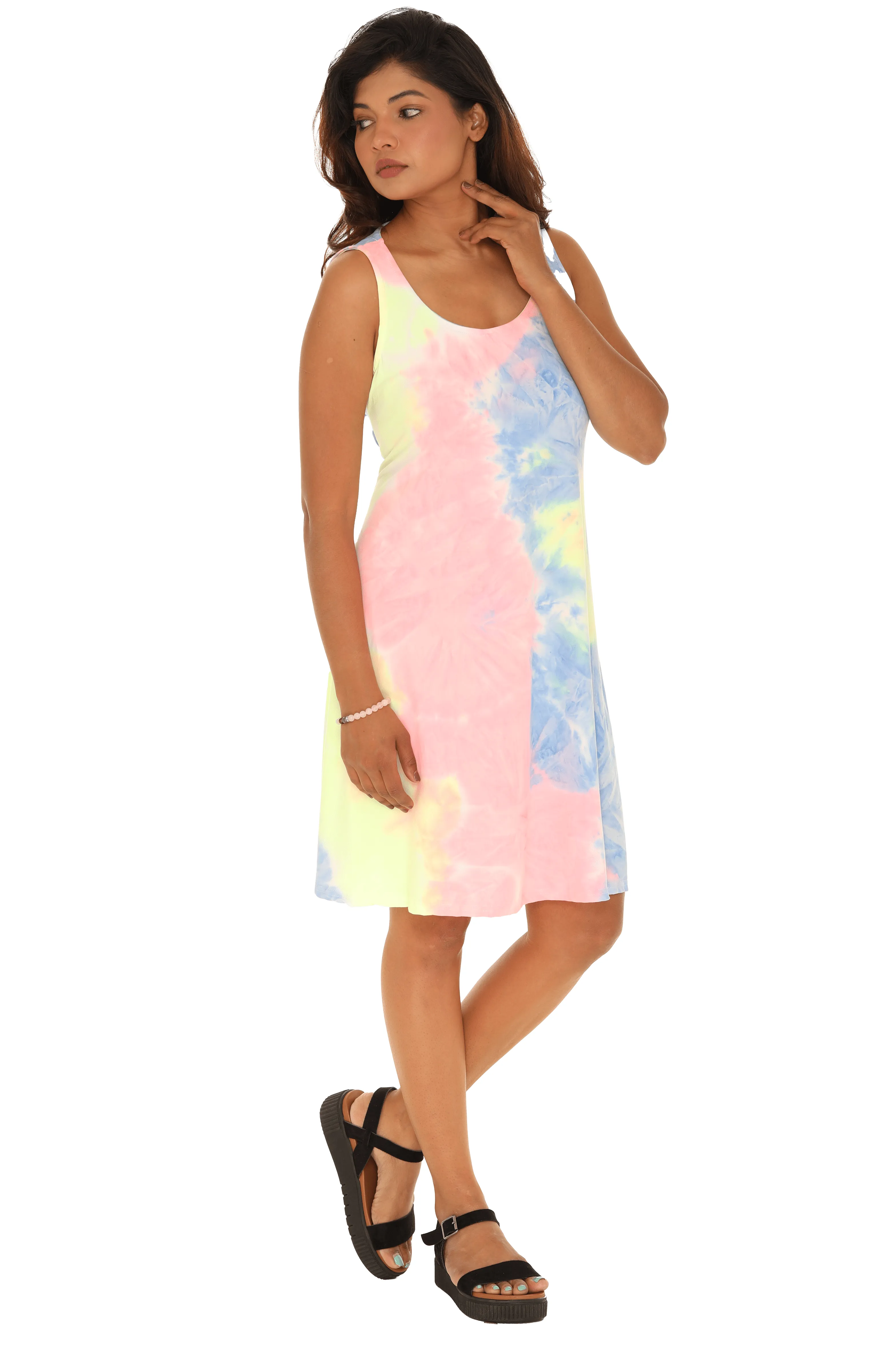 Sleeveless Tie-Dye Midi Dress