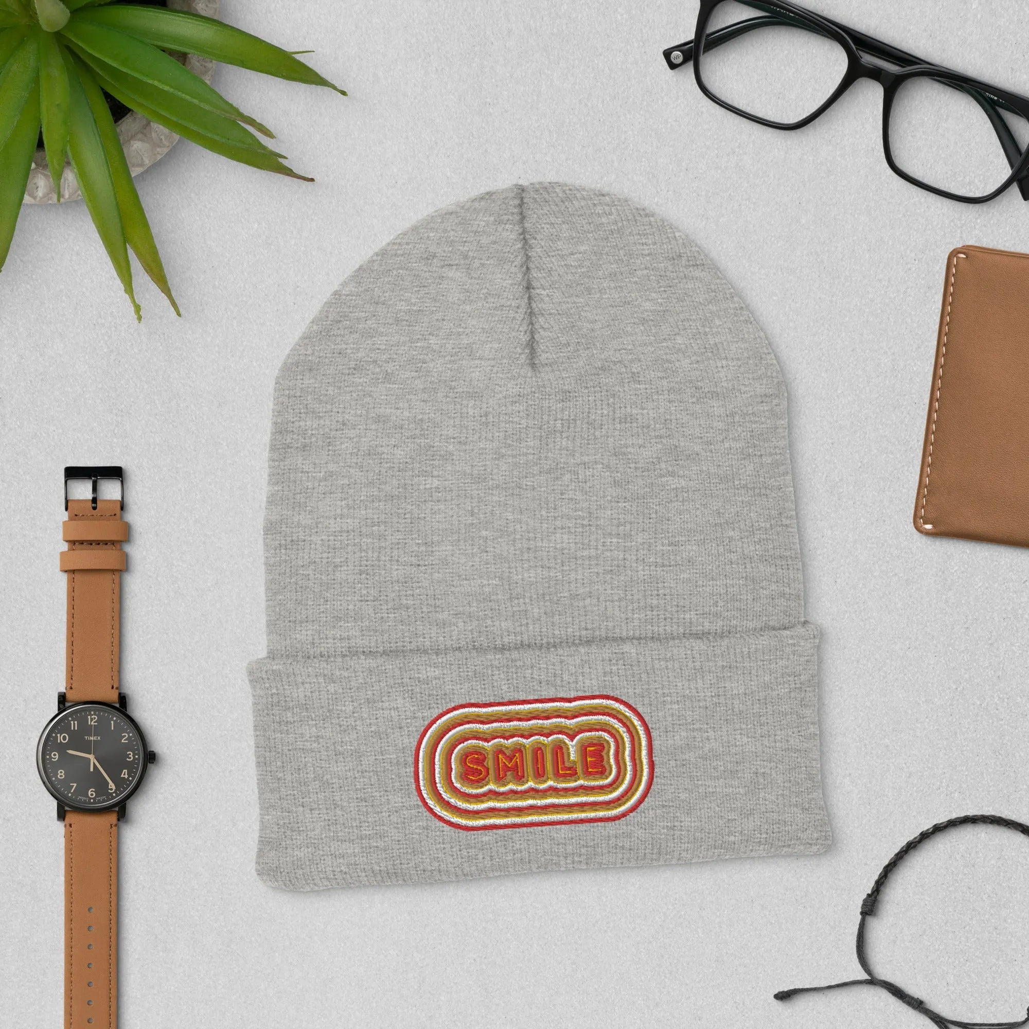 Smile Embroidered Hat - Positive Vibes Cap | Trendy Smile Face Hat, Uplifting Gift for All Ages, Casual Fun Hat for Any Day, Winter Hat Gift