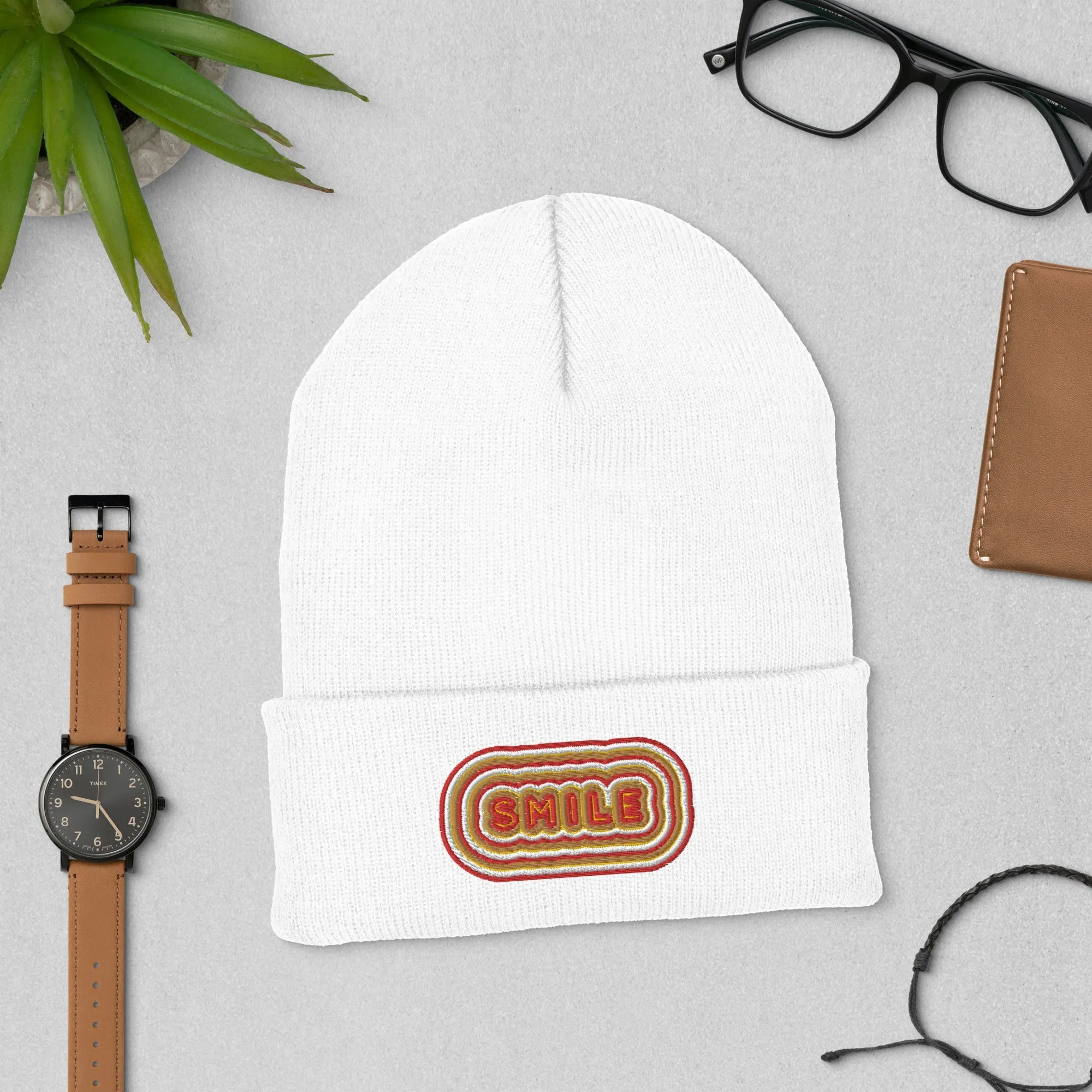 Smile Embroidered Hat - Positive Vibes Cap | Trendy Smile Face Hat, Uplifting Gift for All Ages, Casual Fun Hat for Any Day, Winter Hat Gift
