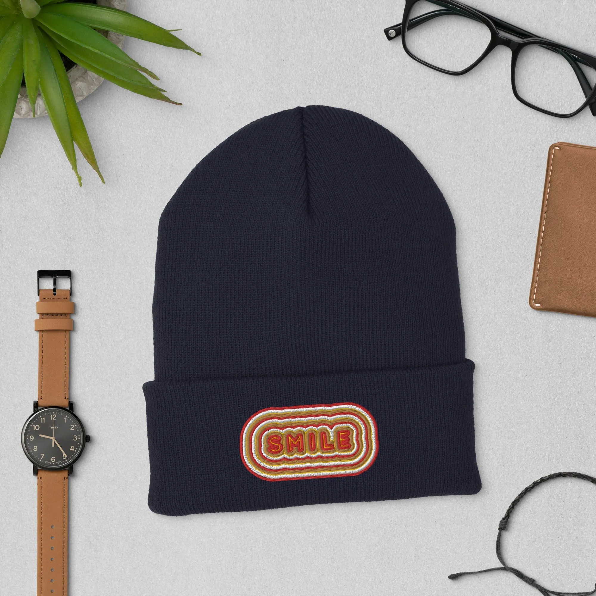 Smile Embroidered Hat - Positive Vibes Cap | Trendy Smile Face Hat, Uplifting Gift for All Ages, Casual Fun Hat for Any Day, Winter Hat Gift