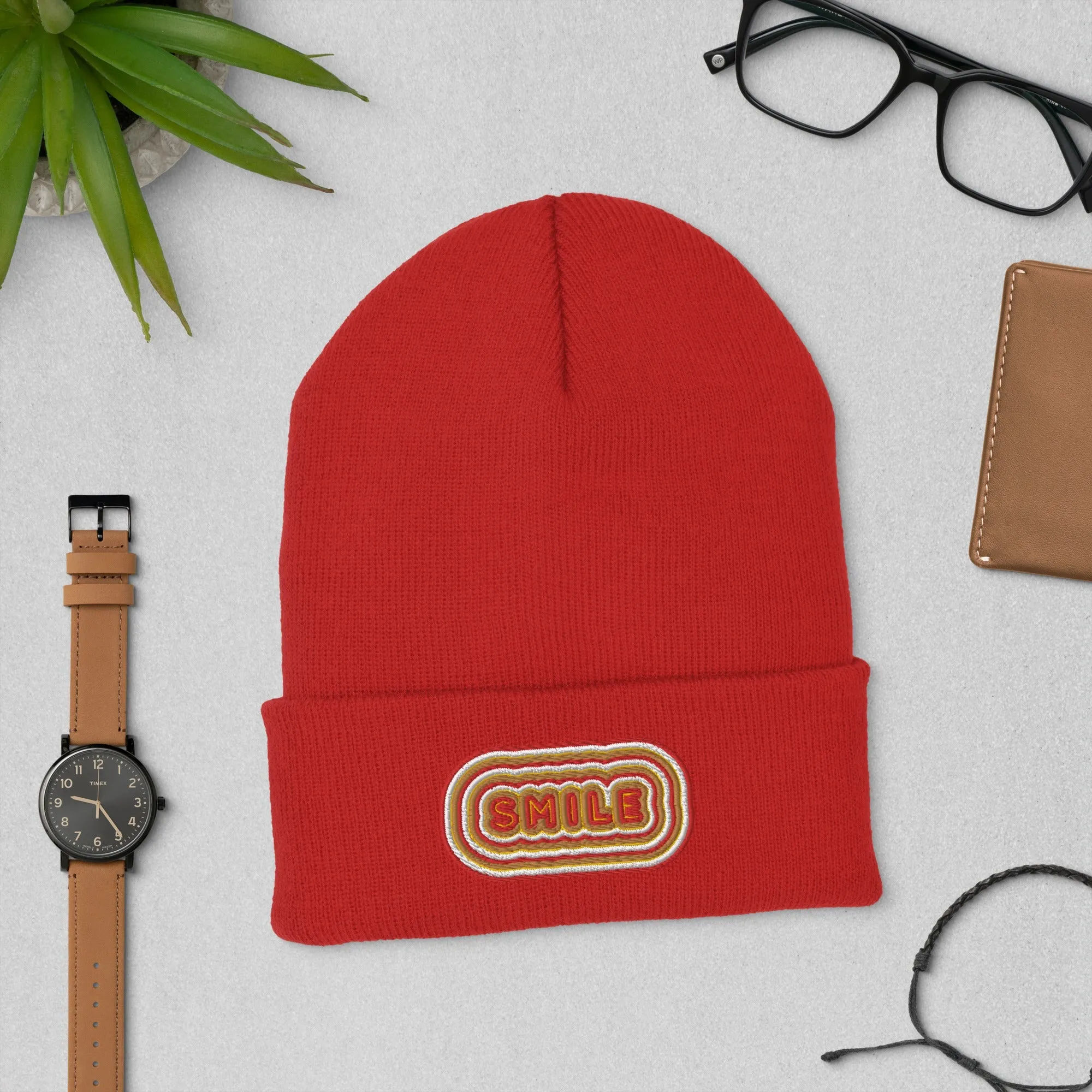 Smile Embroidered Hat - Positive Vibes Cap | Trendy Smile Face Hat, Uplifting Gift for All Ages, Casual Fun Hat for Any Day, Winter Hat Gift