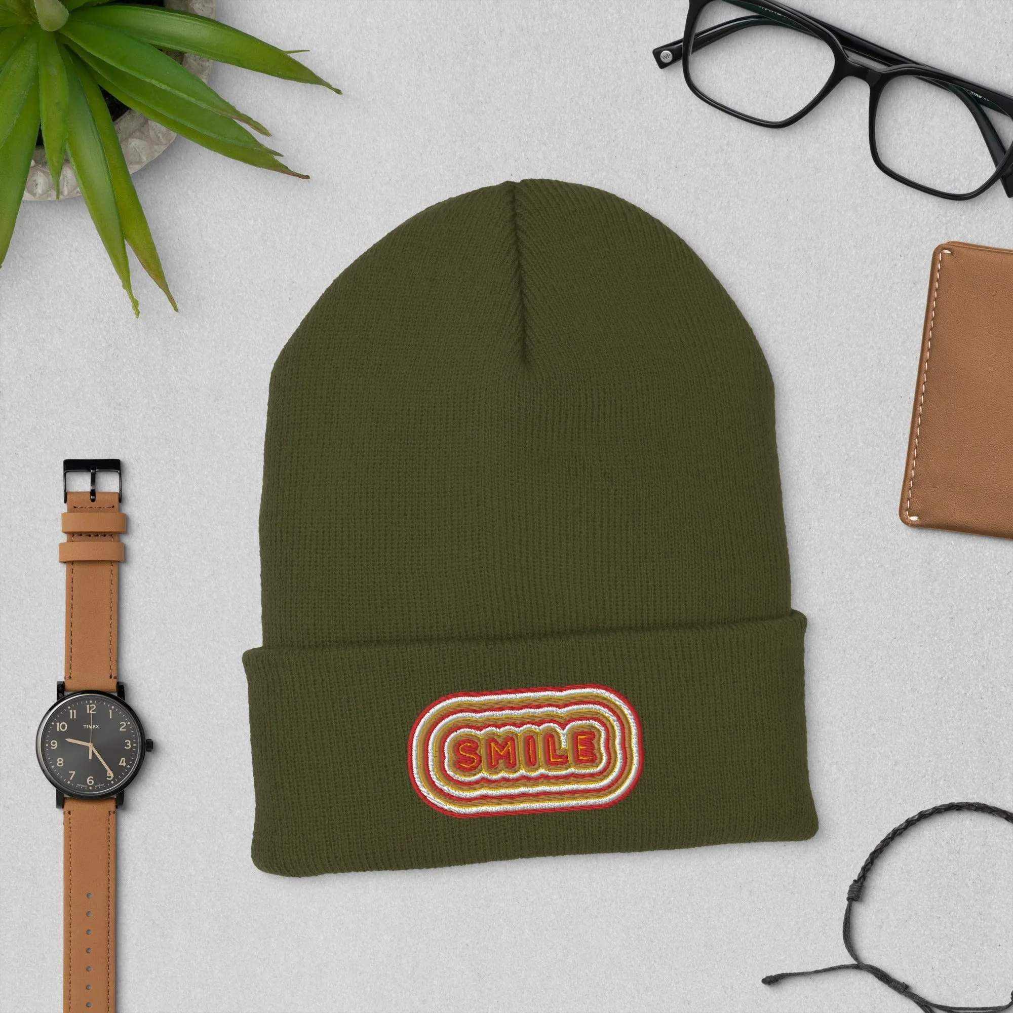 Smile Embroidered Hat - Positive Vibes Cap | Trendy Smile Face Hat, Uplifting Gift for All Ages, Casual Fun Hat for Any Day, Winter Hat Gift