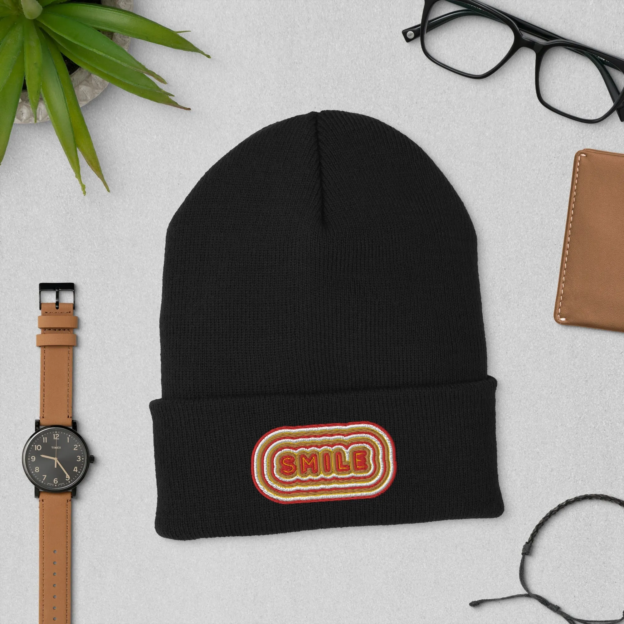 Smile Embroidered Hat - Positive Vibes Cap | Trendy Smile Face Hat, Uplifting Gift for All Ages, Casual Fun Hat for Any Day, Winter Hat Gift