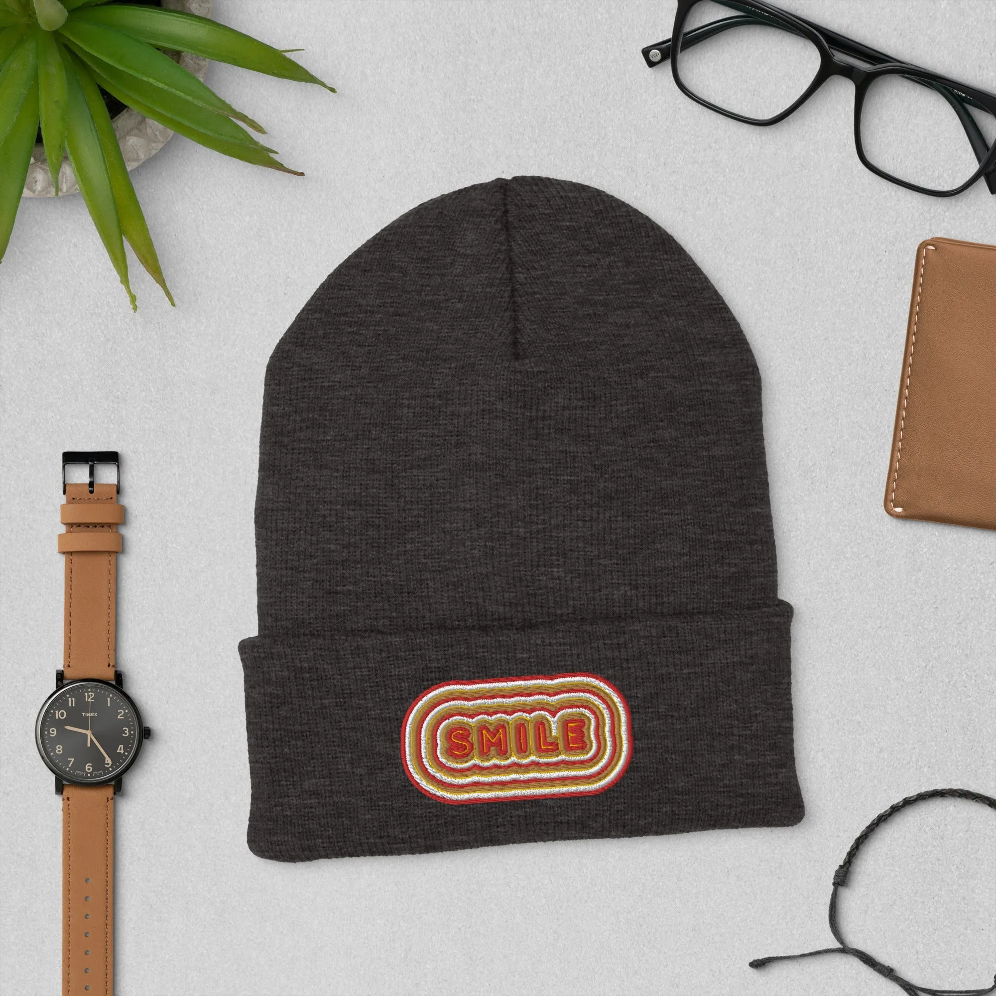 Smile Embroidered Hat - Positive Vibes Cap | Trendy Smile Face Hat, Uplifting Gift for All Ages, Casual Fun Hat for Any Day, Winter Hat Gift