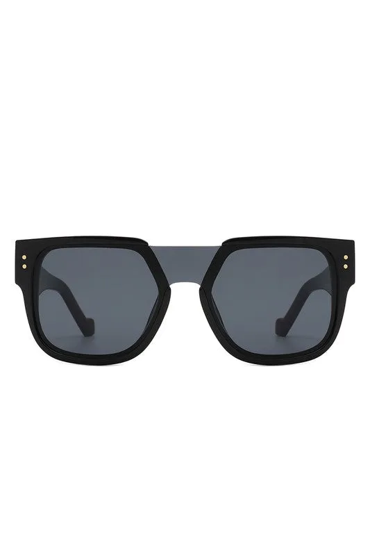 Square Oversize Brow-Bar Chic Fashion Sunglasses