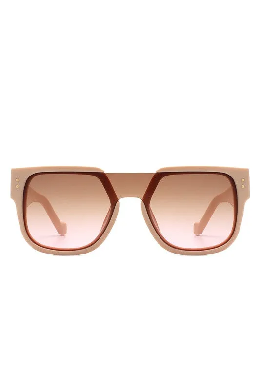 Square Oversize Brow-Bar Chic Fashion Sunglasses