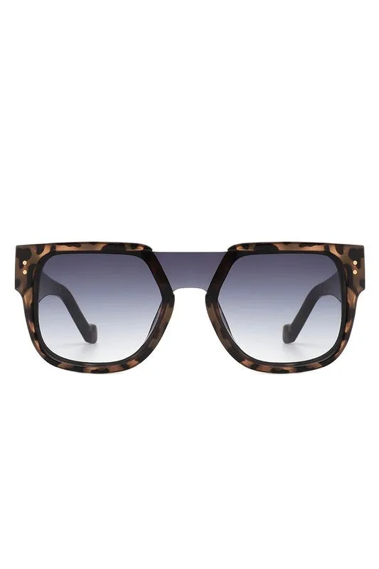 Square Oversize Brow-Bar Chic Fashion Sunglasses