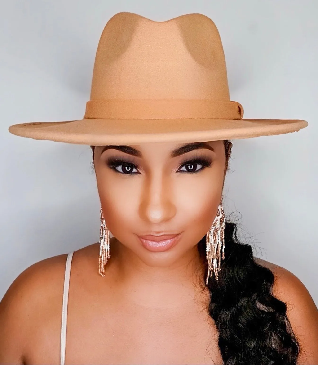 Still Trending | Wide Brim Panama Felt Fedora Hat with Band - Purple