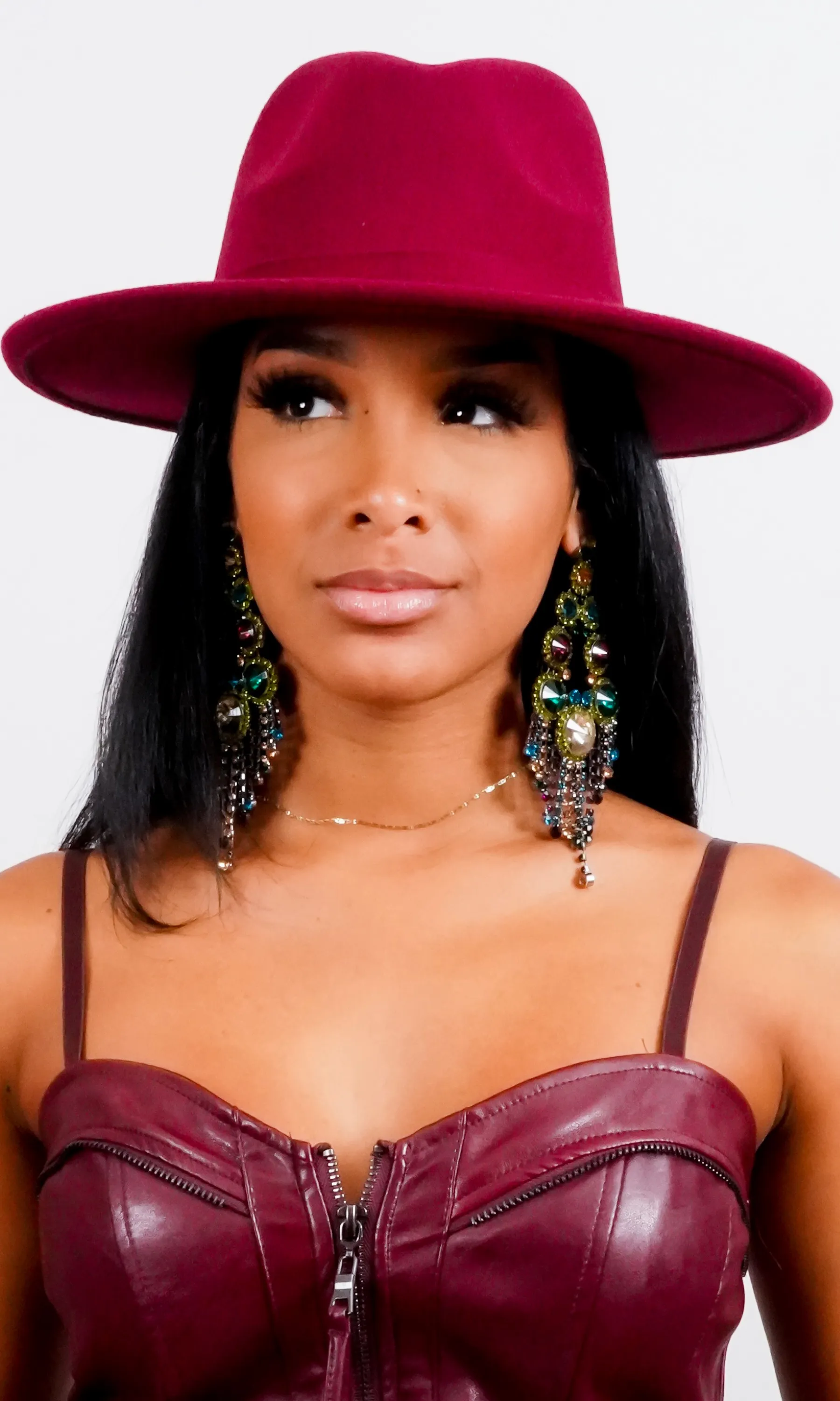 Still Trending | Wide Brim Panama Felt Fedora Hat with Band - Purple