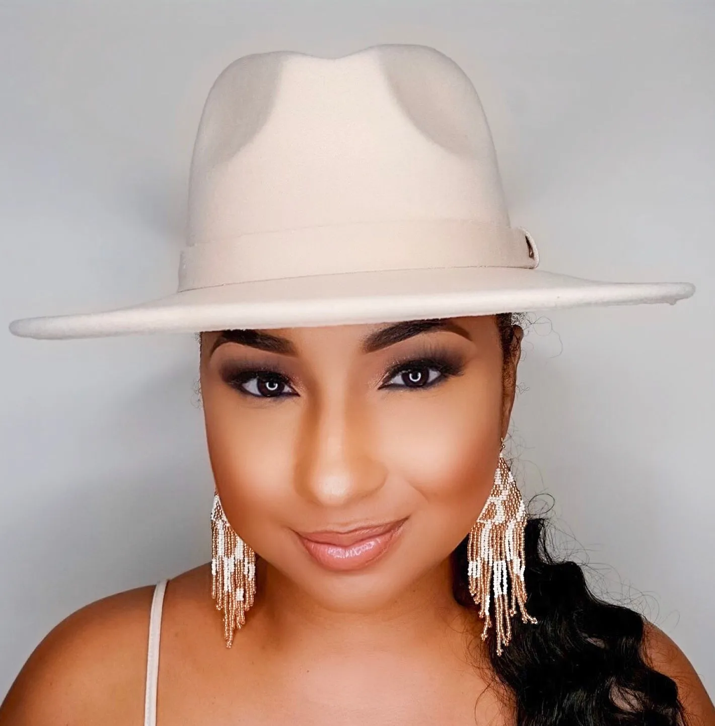 Still Trending | Wide Brim Panama Felt Fedora Hat with Band - Purple