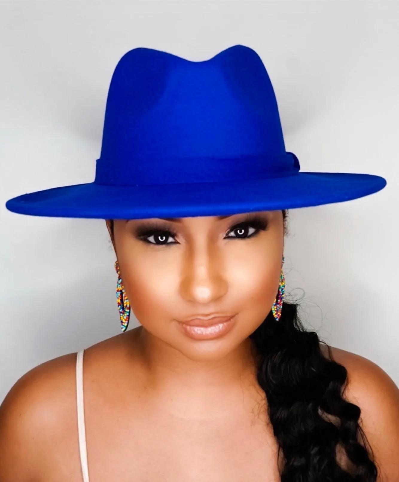 Still Trending | Wide Brim Panama Felt Fedora Hat with Band - Purple