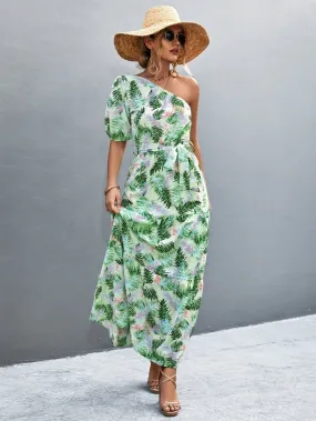 Summer Begins Floral One Shoulder Maxi Dress