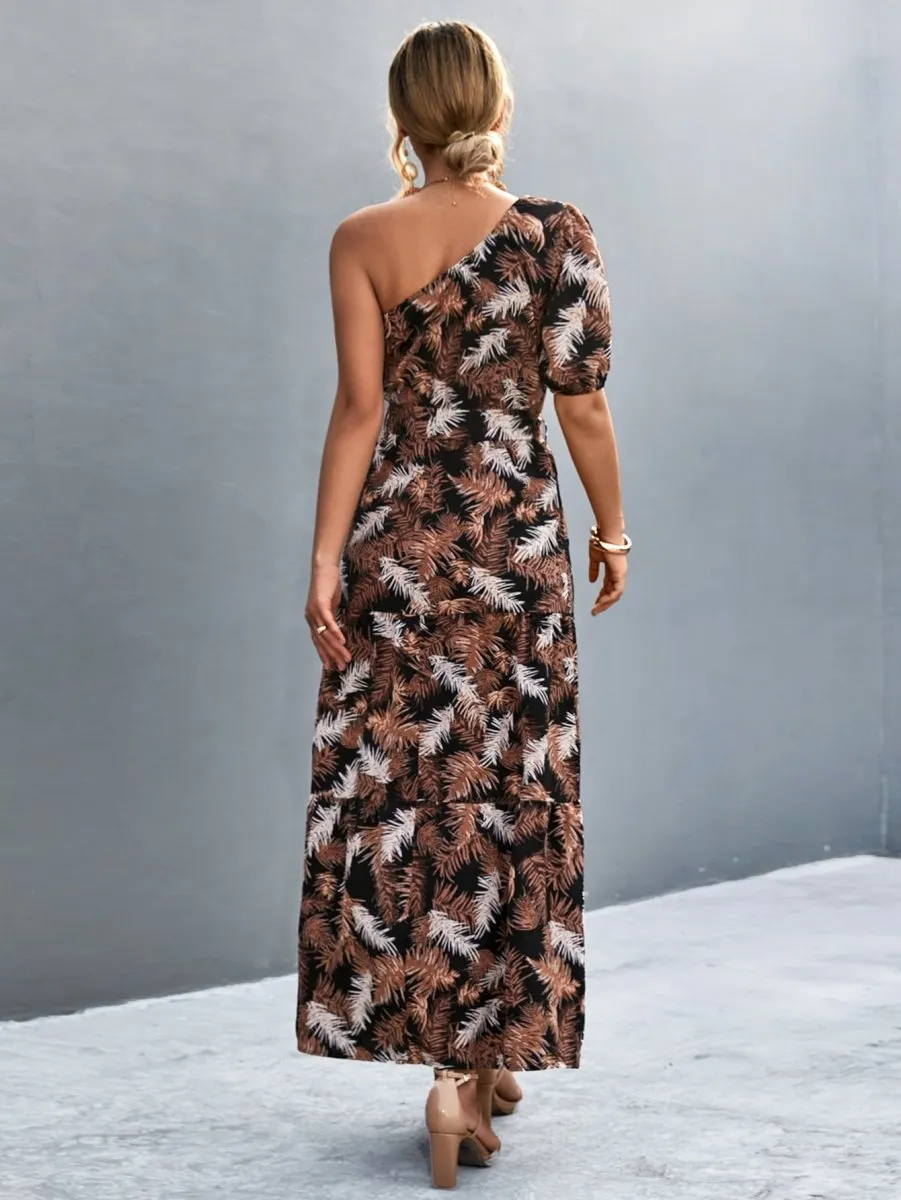 Summer Begins Floral One Shoulder Maxi Dress