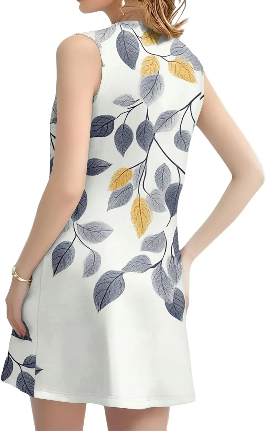 Summer Dresses for Women 2025 Sleeveless Print Crewneck Tank Dress Casual Loose Beach Vacation Sundresses with Pockets