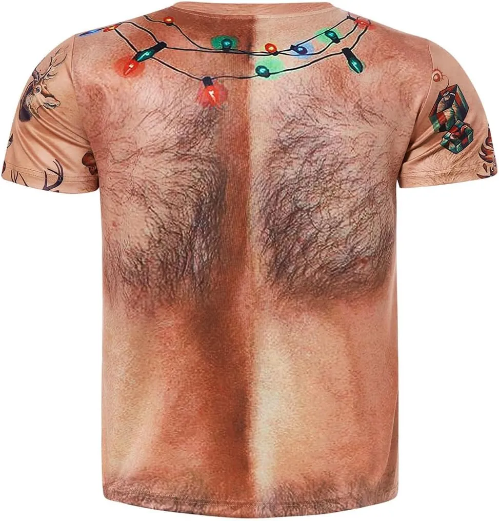 uideazone Men's Ugly Christmas T-Shirts Funny Holiday Short Sleeve Graphic Tees S-XXL