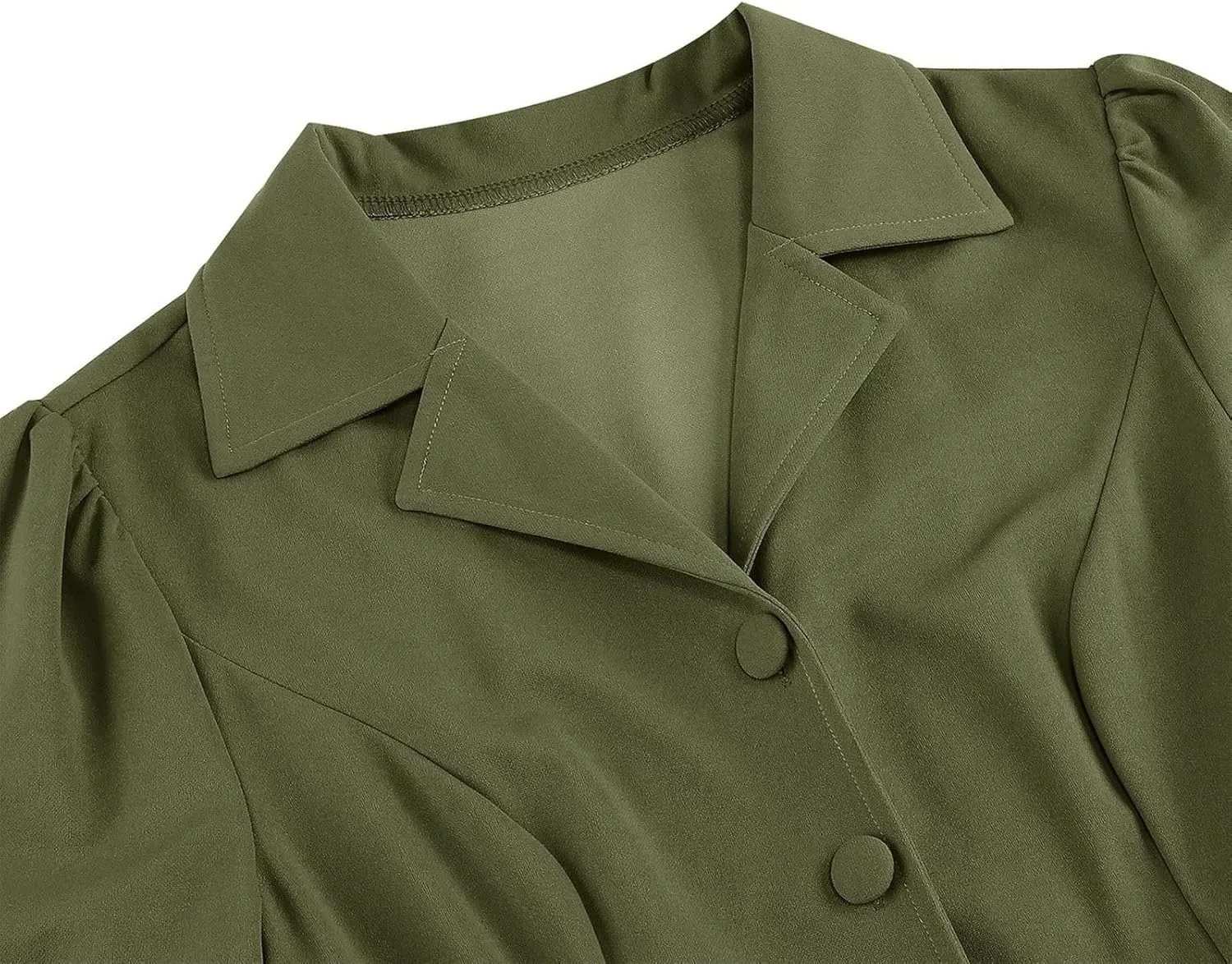 Vintage A-Line Dress for Women Notch Lapel Collar Button Down Dress Elegant Pleated Long Sleeve Solid Maxi Dress