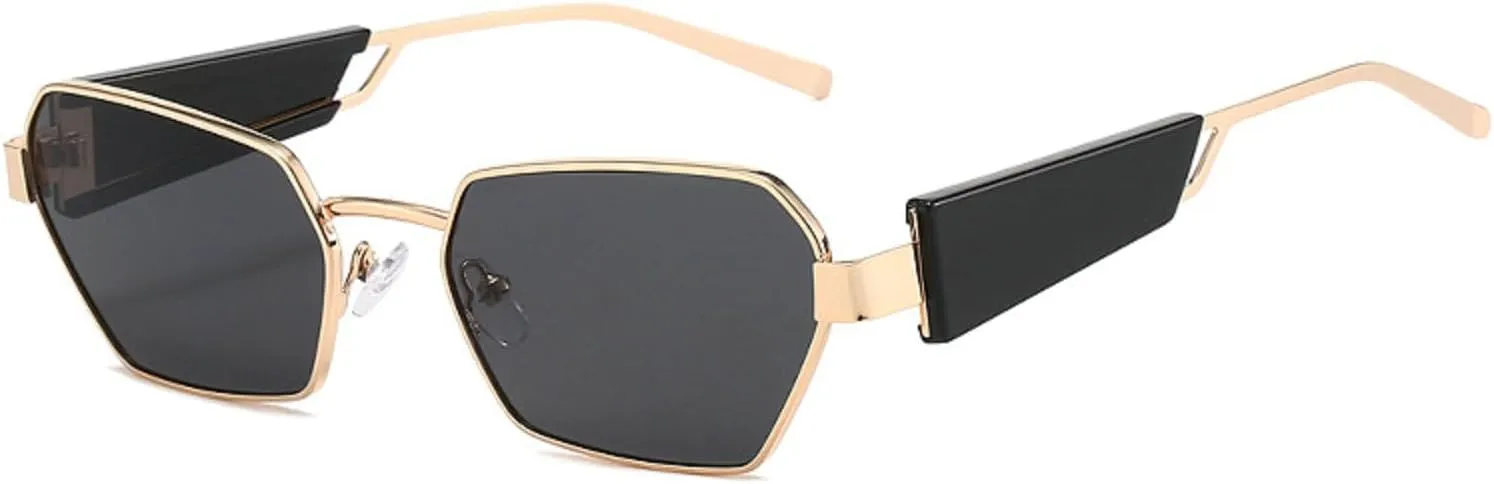 Vintage Cat Eye Sunglasses Women Men Luxury Irregular Metal Frame Polygon Sun Glasses For Lady Trendy Eyewear UV400
