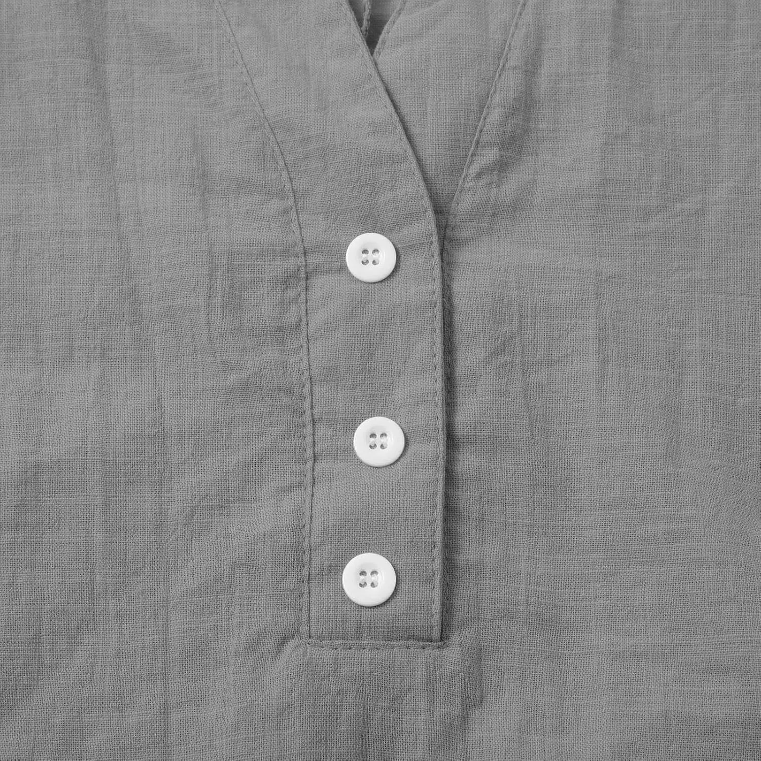 Women Cotton Linen T-Shirt Henley Shirts Casual V Neck Short Sleeve Summer Loose Tops Lightweight Breathable Tees