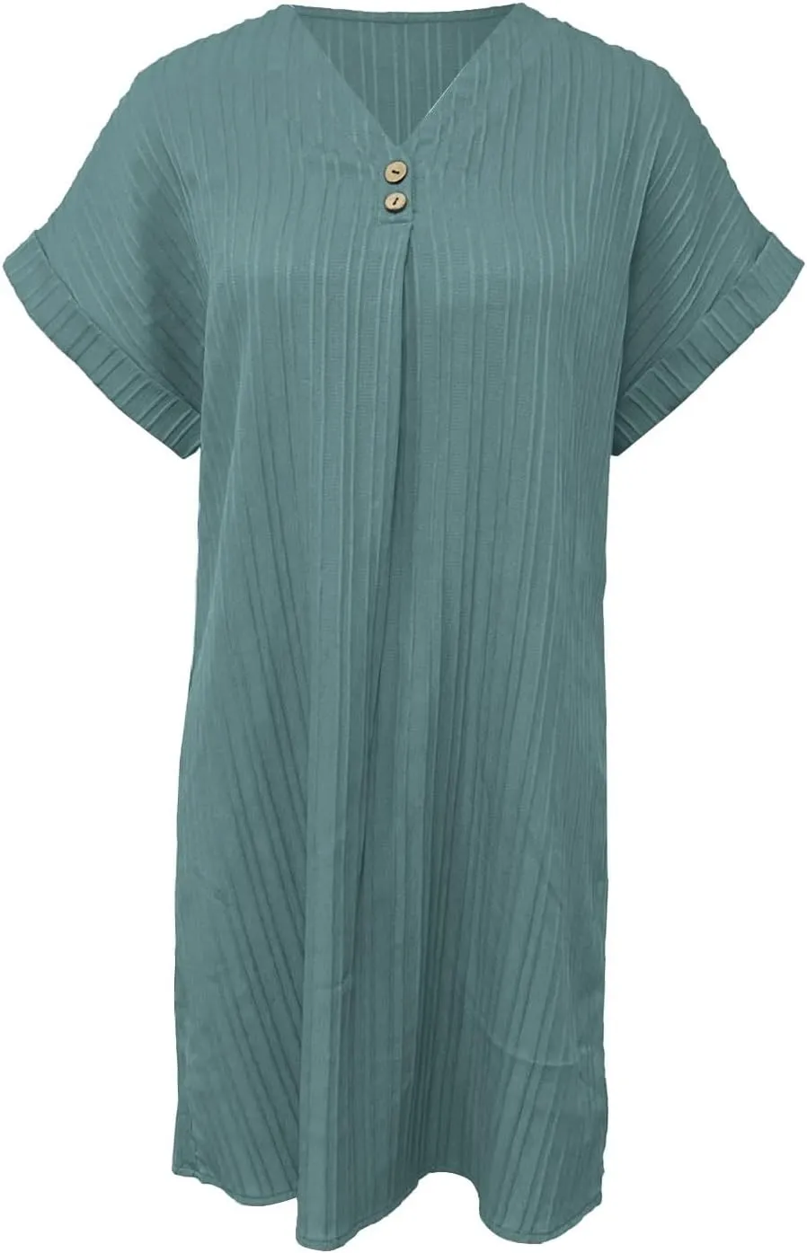 Womens Button Down Shirt Dresses Summer Cotton Linen Dress V-Neck Mini Dress Casual Short Sleeve Loose Tunic Dresses