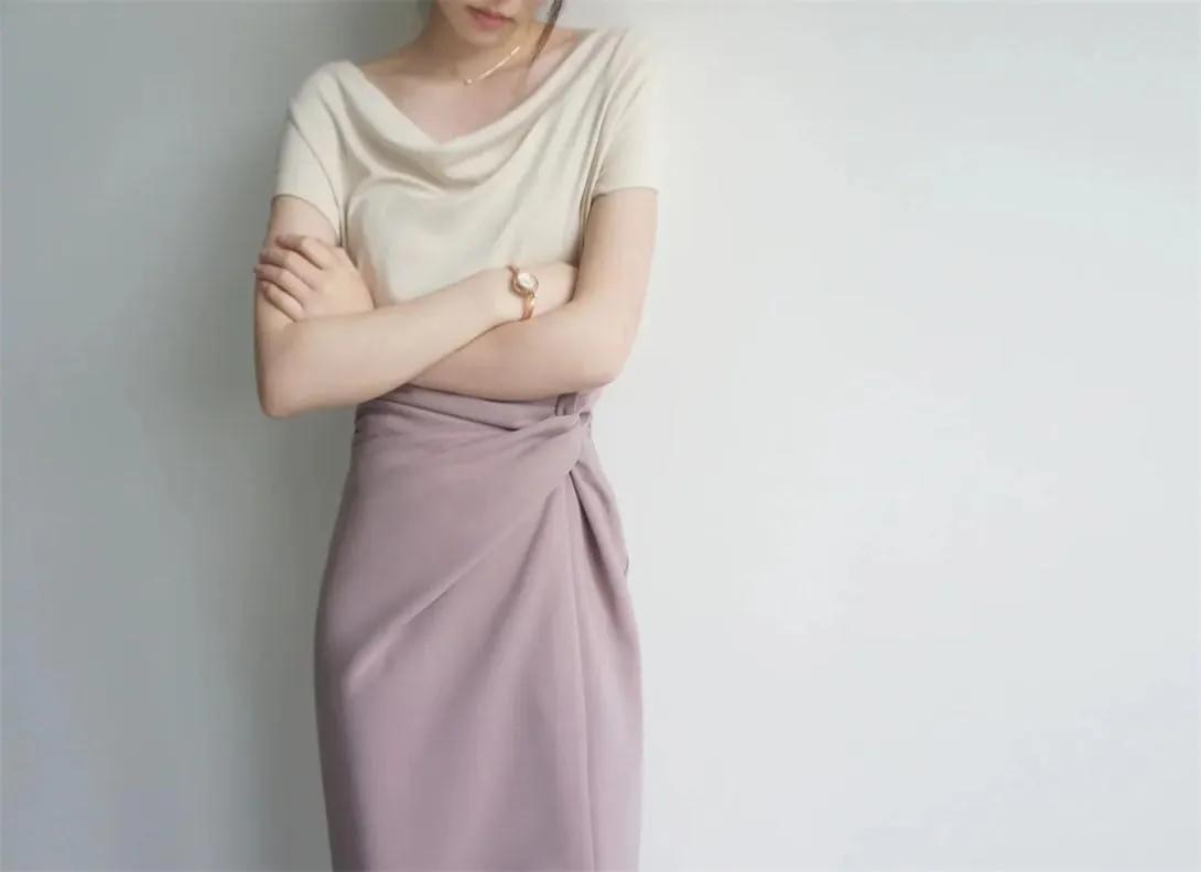 Women's Casual Fashion Pencil Skirt Stretch High Waist Slit Work Office Half-Body Skirt