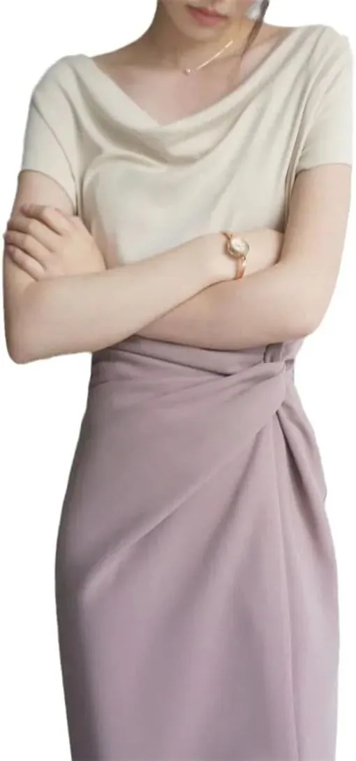 Women's Casual Fashion Pencil Skirt Stretch High Waist Slit Work Office Half-Body Skirt