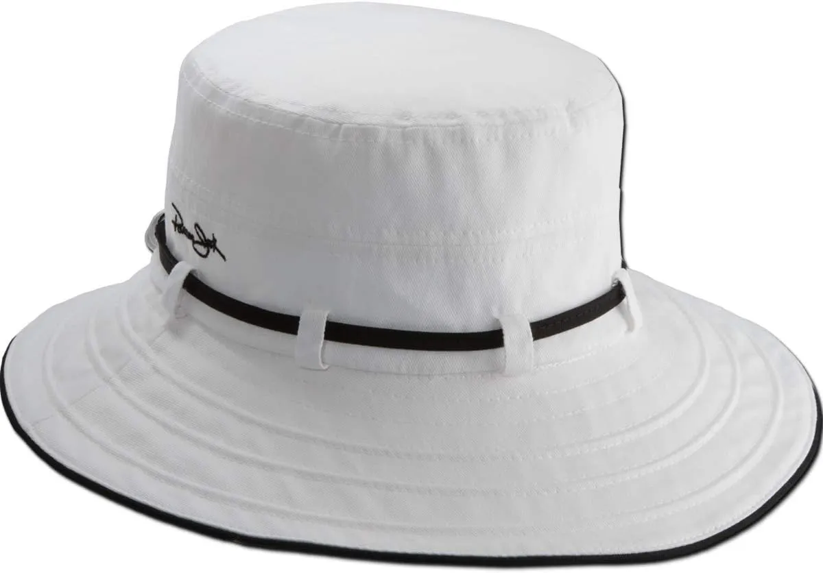 Women's Contrast Cotton Bucket Sun Hat with Sizing Tie, 3" Brim