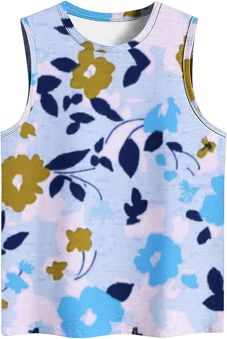 Women's Fashion Floral Print Casual Tank Tops, Summer Soft Comfy Sleeveless Shirts Loose Breathable Going Out Clothes