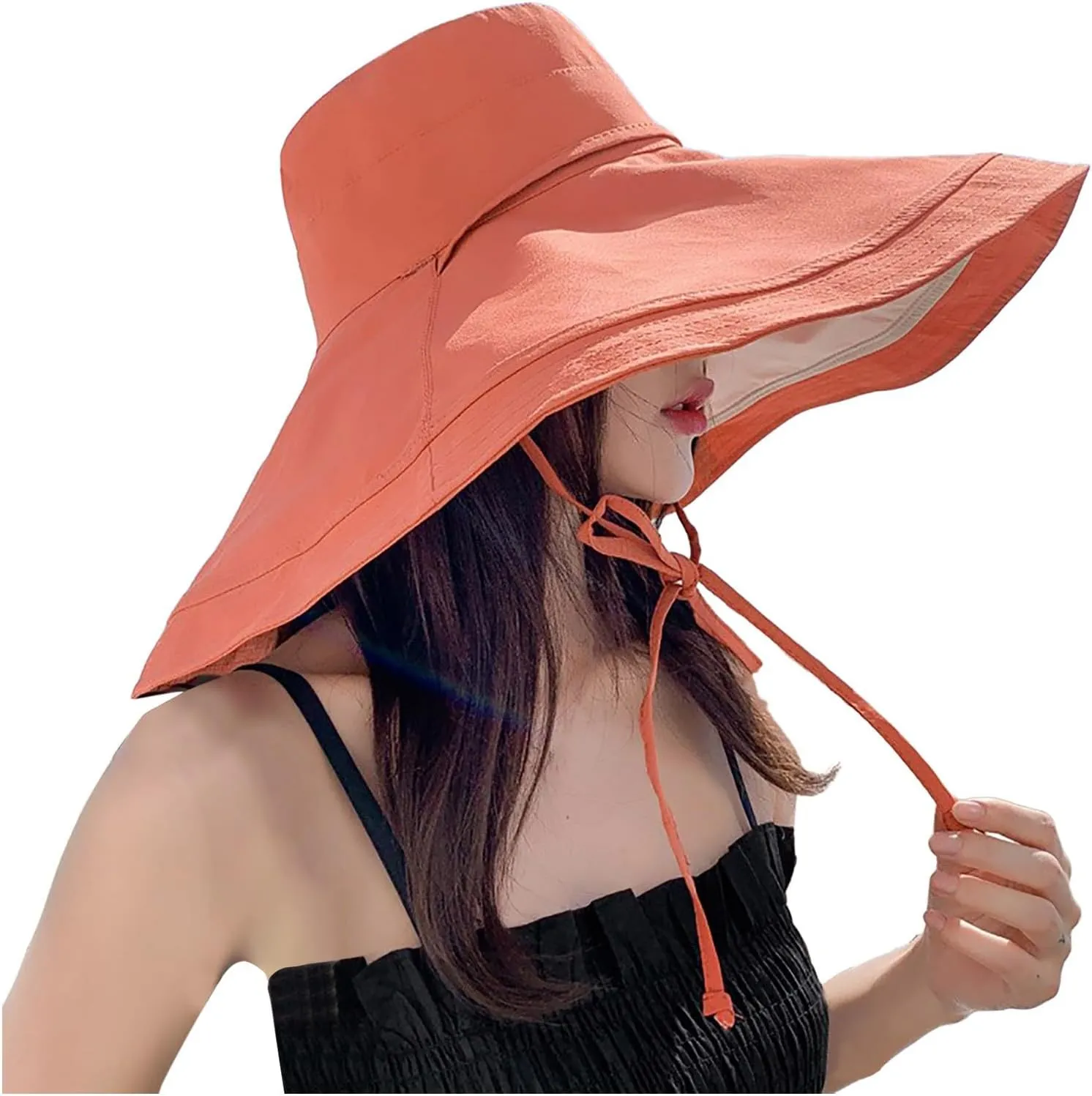 Women's Foldable Floppy Reversible Travel Beach Sun Visor Hat Wide Brim UPF 50  Breathable Sun Hat Casual Trendy