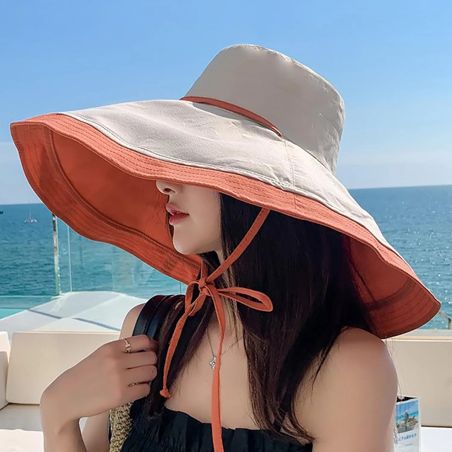 Women's Foldable Floppy Reversible Travel Beach Sun Visor Hat Wide Brim UPF 50  Breathable Sun Hat Casual Trendy