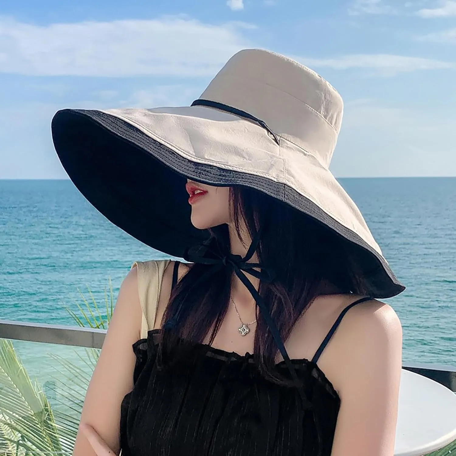 Women's Foldable Floppy Reversible Travel Beach Sun Visor Hat Wide Brim UPF 50  Breathable Sun Hat Casual Trendy