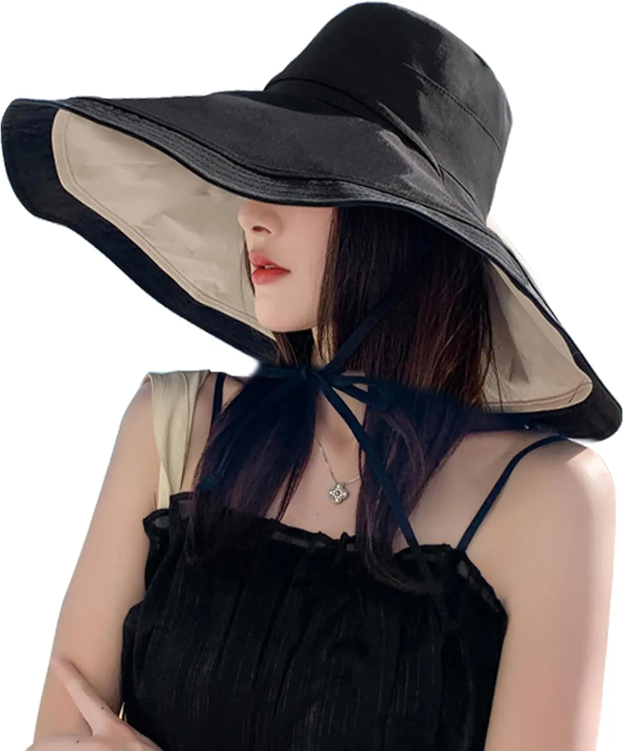 Women's Foldable Floppy Reversible Travel Beach Sun Visor Hat Wide Brim UPF 50  Breathable Sun Hat Casual Trendy