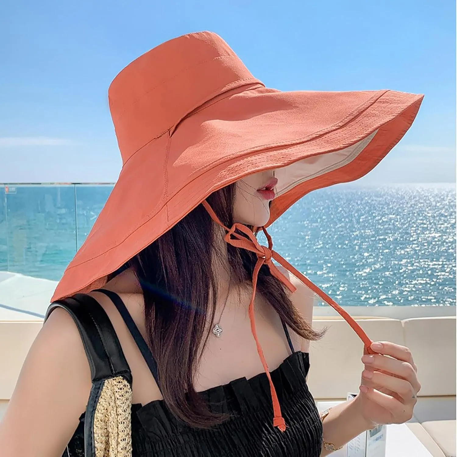 Women's Foldable Floppy Reversible Travel Beach Sun Visor Hat Wide Brim UPF 50  Breathable Sun Hat Casual Trendy