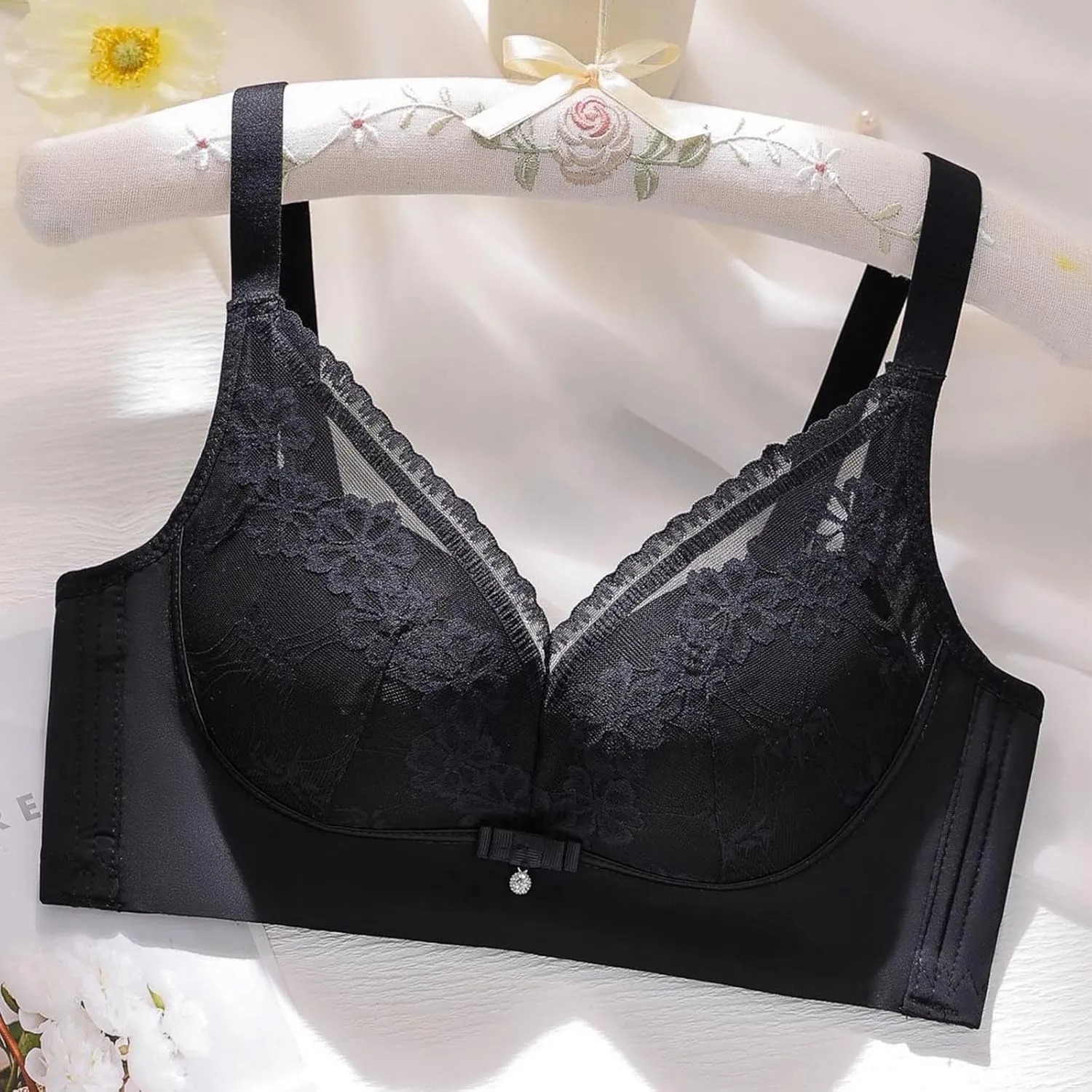 Women's Plus Size Cozy Bras Full Coverage Solid Color Breathable Lace Everyday Bra Trendy Printed Fit Soft Brassiere