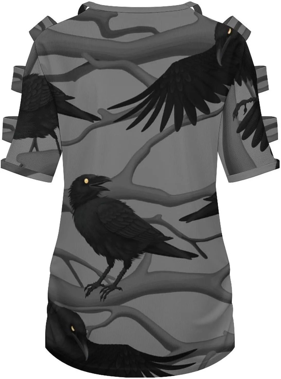 Womens Summer Casual T Shirt Short Sleeve Cold Shoulder Round Neck Tunic Tops