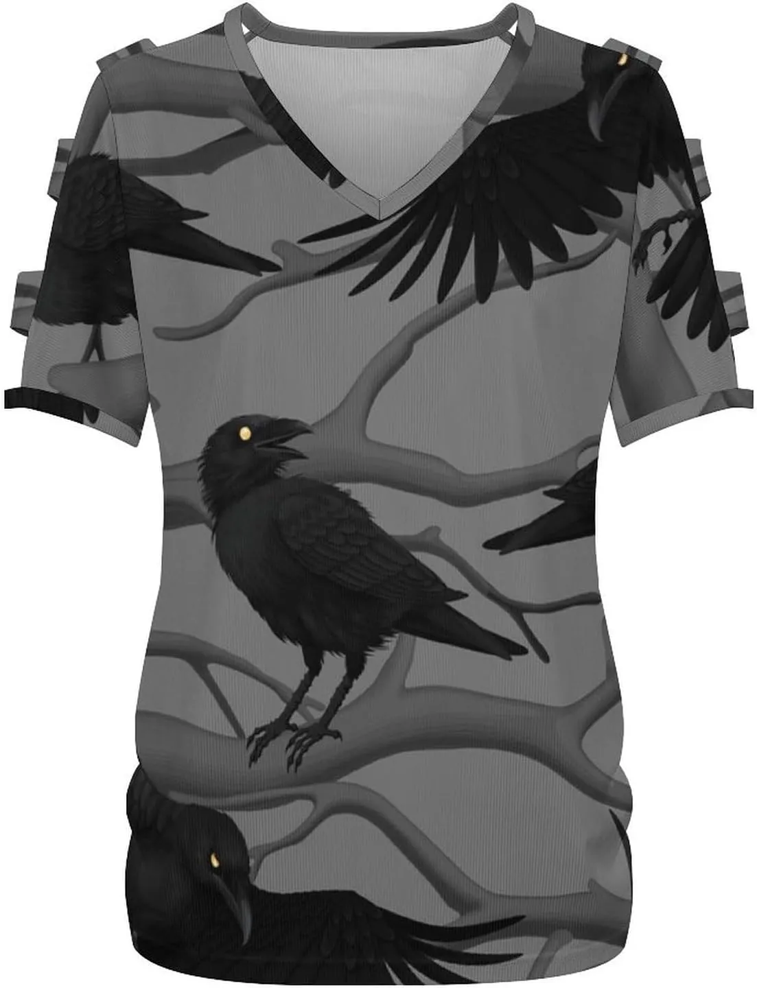 Womens Summer Casual T Shirt Short Sleeve Cold Shoulder Round Neck Tunic Tops