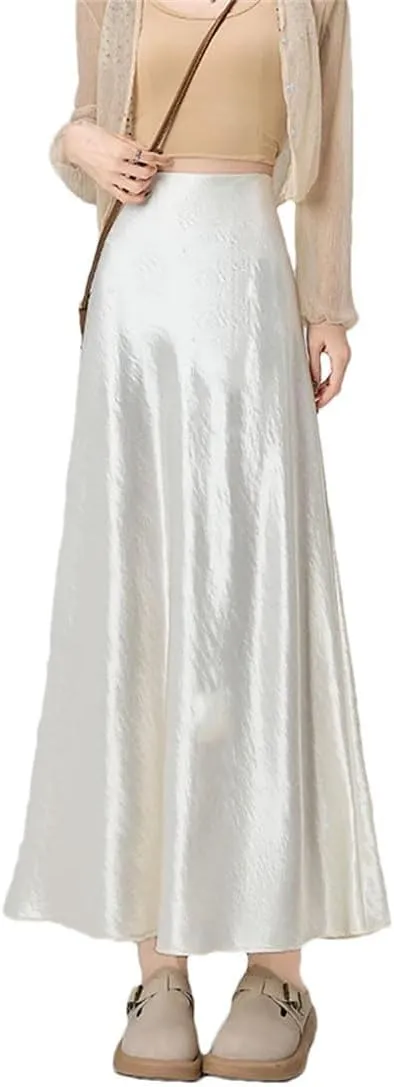 Women's Summer Satin Fishtail Pencil Skirt Stretch High Waist Work Office Knee-Length Midi Skirt