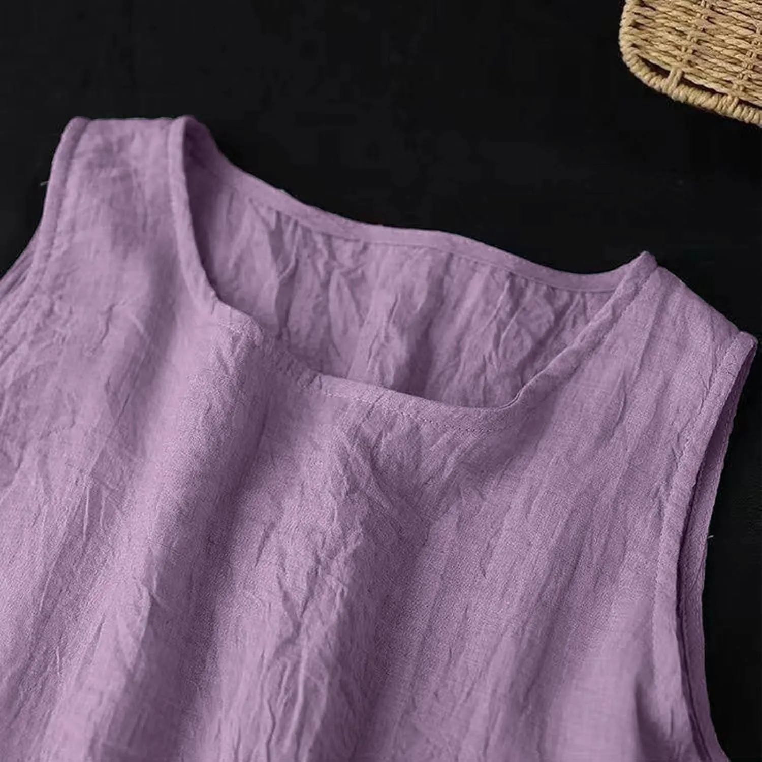 Women's Summer Tank Dress Casual Sleeveless Short Tunic Shift Dress Linen Dress High Low Smocked Midi Sundresses